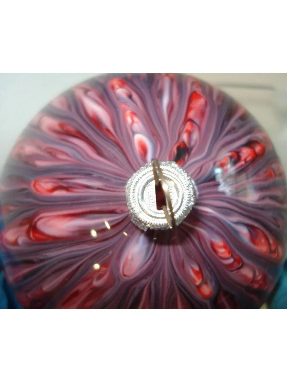 VTG W. Germany Hand Blown Glass Blue, Pink & White Swirl Christmas Ornament Bulb